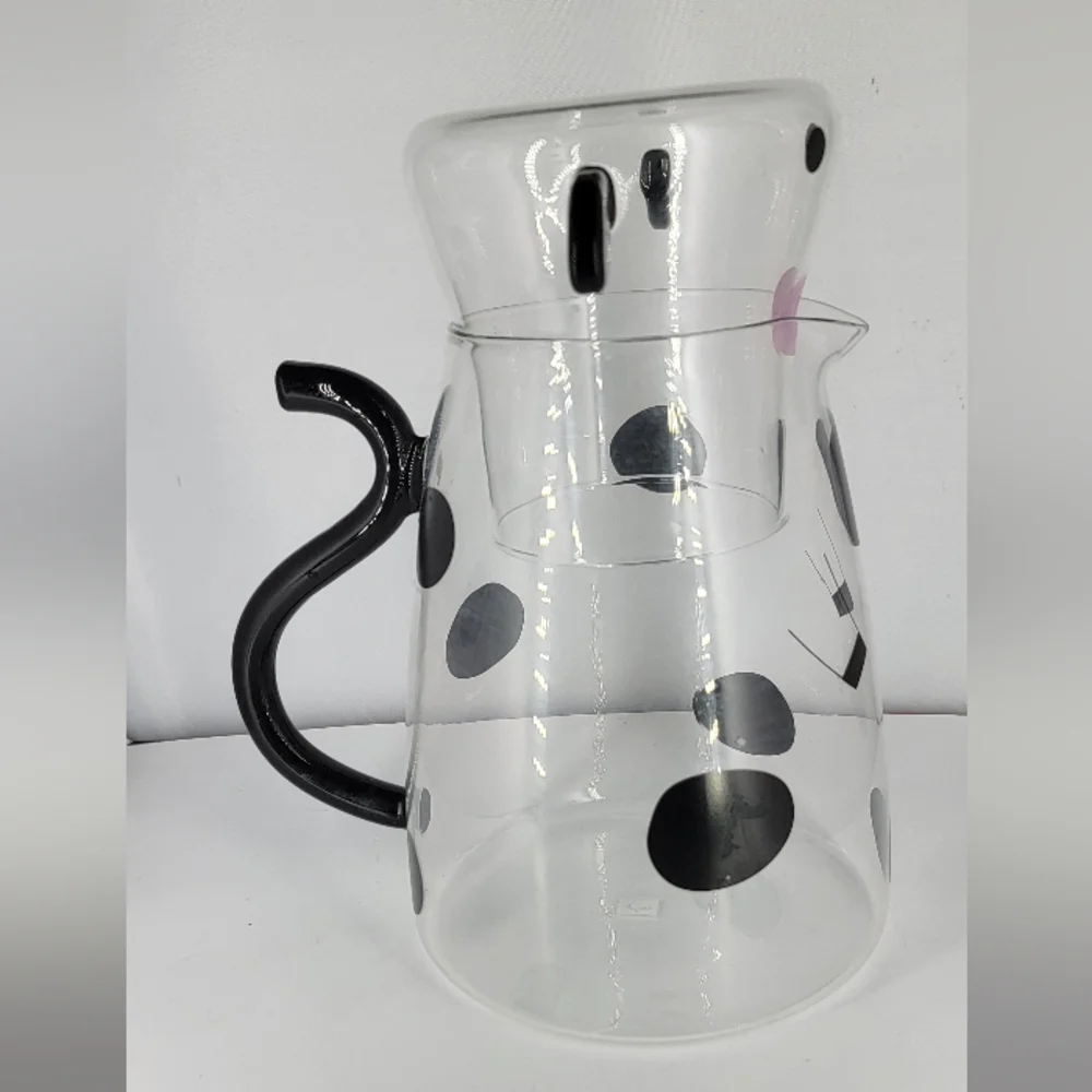 Clear Glass Cow Tumble Up Mini Pitcher & Cup Bedside Water‎ Pitcher Mingshang